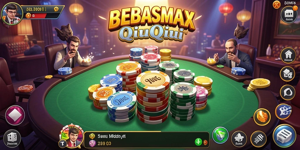 Gameplay seru dalam BEBASMAX yang menampilkan permainan QiuQiu.