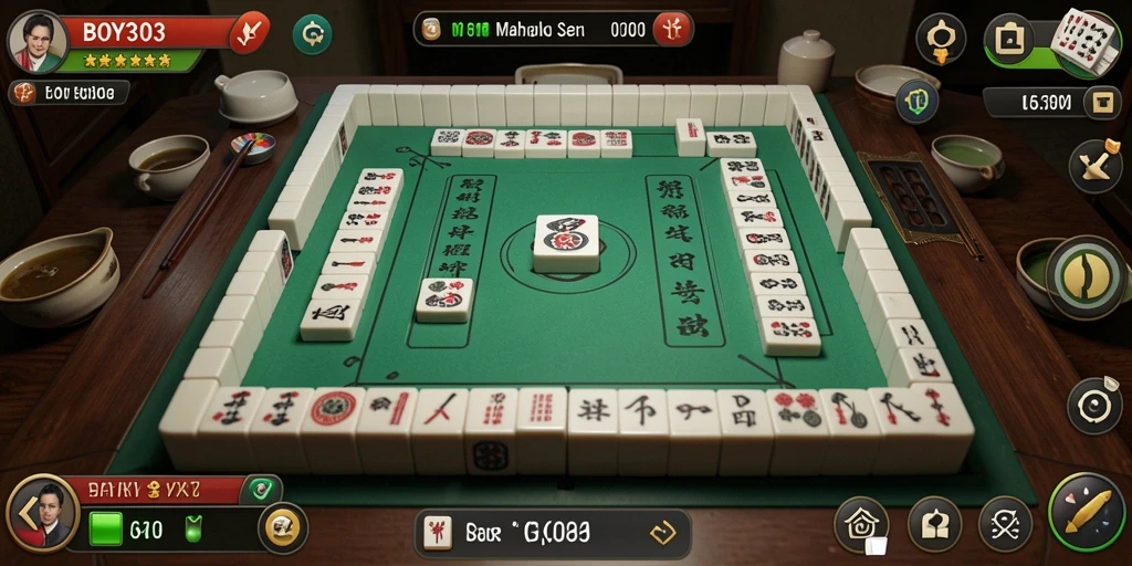 Tampilan gameplay menarik dari BOY303 yang menampilkan Mahjong dengan desain yang menawan.
