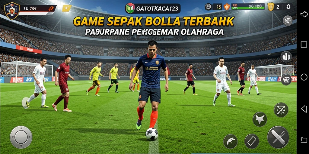 Screenshot GATOTKACA123 menampilkan aksi seru di lapangan sepak bola.