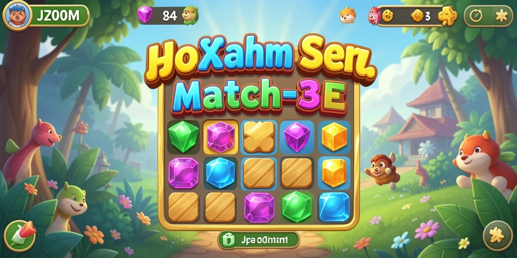 Tampilan gameplay J200M yang menantang dan berwarna-warni.