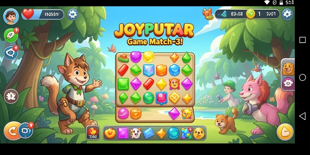 Tampilan warna-warni dari gameplay seru JOYPUTAR.