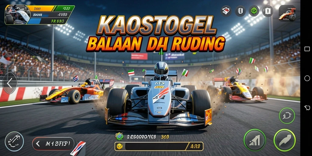 Tampilan seru dari gameplay balapan KAOSTOGEL yang menegangkan.
