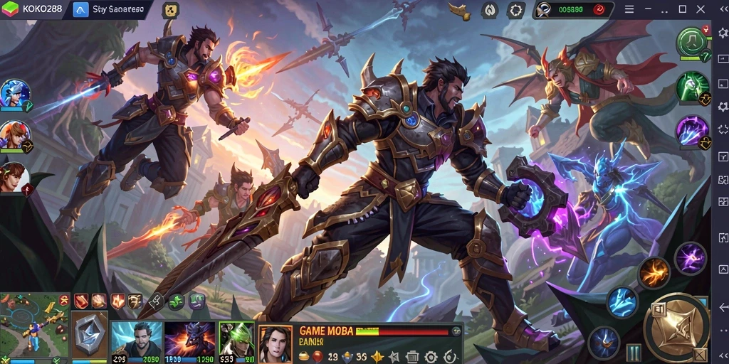 Tampilan gameplay seru dari KOKO288 dalam pertempuran MOBA.