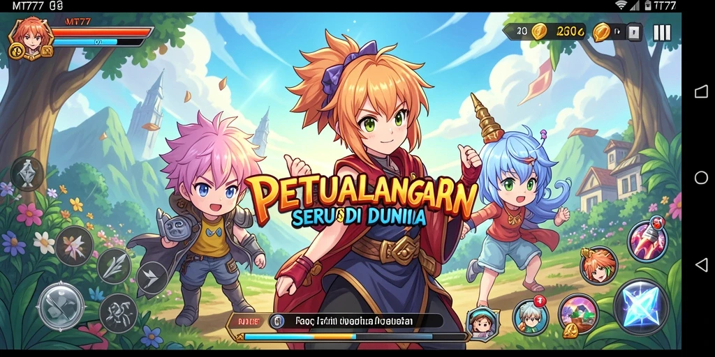 Tampilan screenshot MT777 menunjukkan aksi seru karakter Anime.