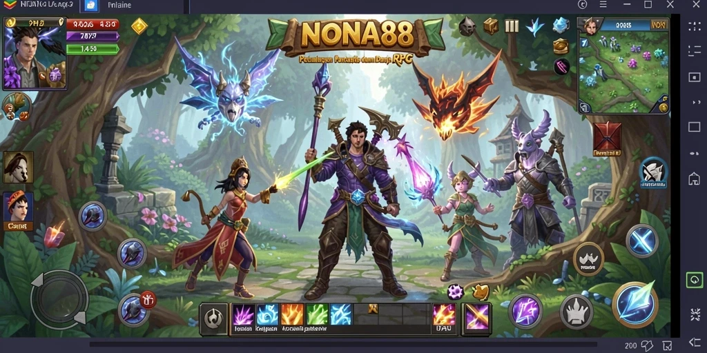 Tampilan aksi seru dalam game RPG NONA88.