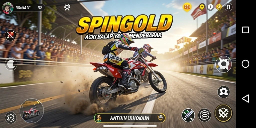 Tampilan balapan menegangkan di SPINGOLD dengan grafis yang memukau.